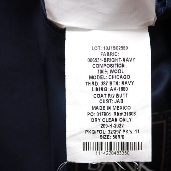 56R Jos A Bank Traveler Tailored Fit Sportcoat Blazer Bright Navy D010048 - Picture 9 of 10